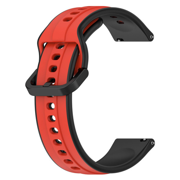 For  Xiaomi Haylou RS4 LS12 22mm Convex Loop Two-Color Silicone Watch Band(Red+Black)