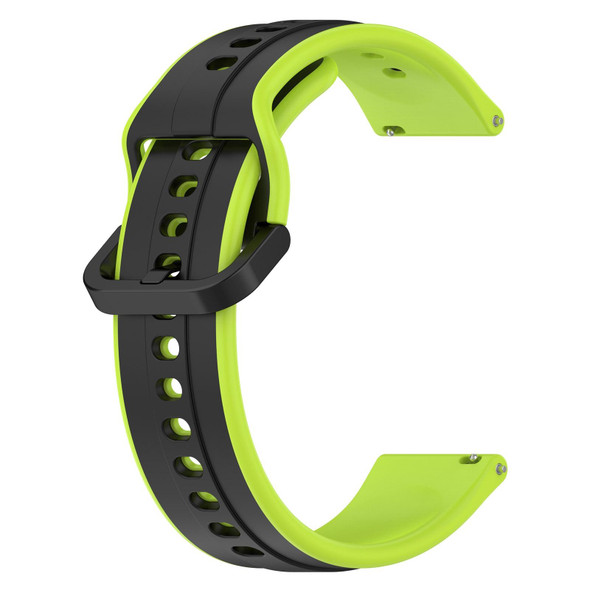 For Xiaomi Haylou RT2 LS10 22mm Convex Loop Two-Color Silicone Watch Band(Black+Lime)