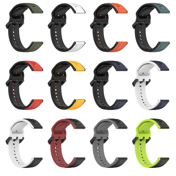 For Xiaomi Haylou RT2 LS10 22mm Convex Loop Two-Color Silicone Watch Band(Black+Lime)