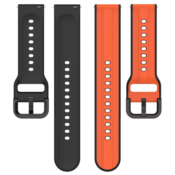 For  Xiaomi Haylou RS4 LS12 22mm Convex Loop Two-Color Silicone Watch Band(Black+Red)