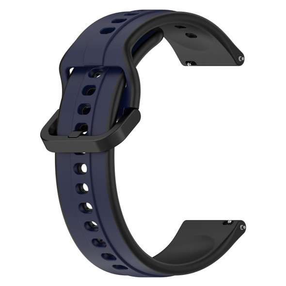 For Garmin Venu 2 22mm Convex Loop Two-Color Silicone Watch Band(Midnight Blue+Black)