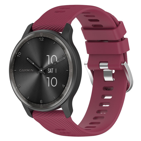 For Garmin Forerunner 255 Music 22mm Cross Textured Solid Color Silicone Watch Band(Wine Red)