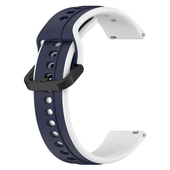 For Samsung  Galaxy Watch 4 Classic 42mm 20mm Convex Loop Two-Color Silicone Watch Band(Midnight Blue + White)