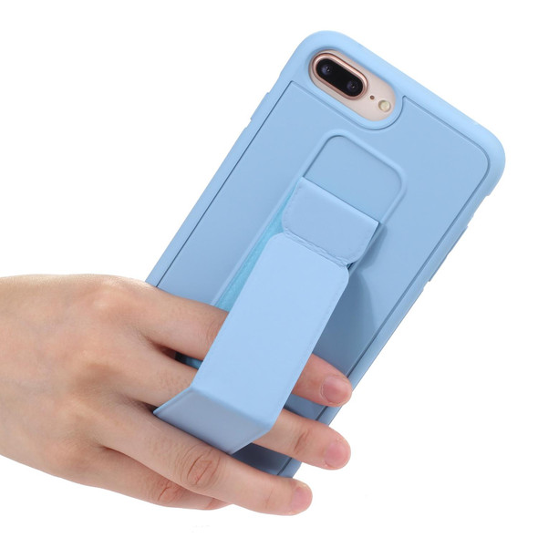 Shockproof PC + TPU Protective Case with Wristband & Holder - iPhone SE 2022 / SE 2020 / 8 / 7(Light Blue)