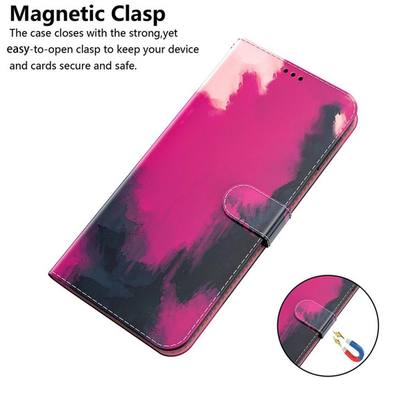 For Sony Xperia 1 IV 2023 Watercolor Pattern Flip Leatherette Phone Case(Berry)