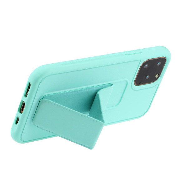 Shockproof PC + TPU Protective Case with Wristband & Holder - iPhone 12 / 12 Pro(Mint Green)