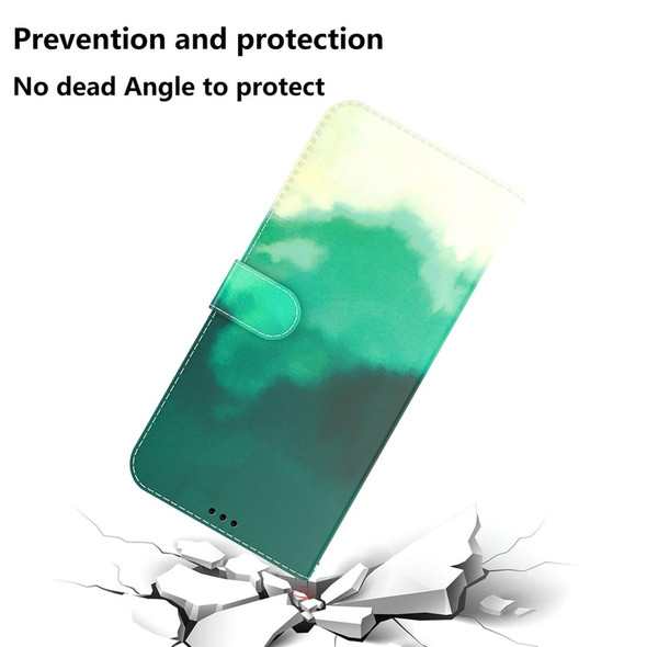 For Honor X7a Watercolor Pattern Flip Leatherette Phone Case(Cyan Green)