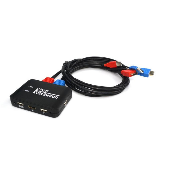 2 Ports USB HDMI KVM Switch Switcher with Cable for Monitor, Keyboard, Mouse, HDMI Switch, Support U Disk Read