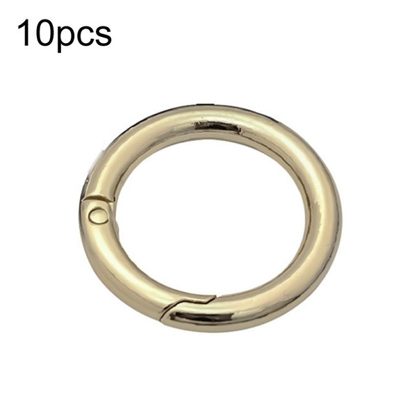 10pcs Zinc Alloy Spring Ring Metal Open Bag Webbing Keychain, Size:Half-inch Light Gold