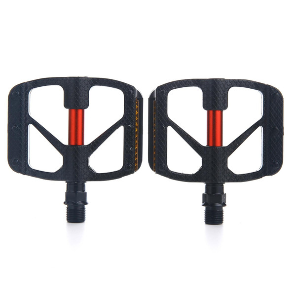 B610 1 Pair Mountain Bicycle Carbon Fiber Palin Bearing Pedals(Red)