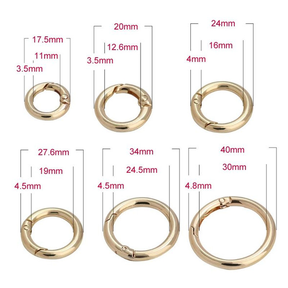 20pcs Zinc Alloy Spring Ring Metal Open Bag Webbing Keychain, Specification: Inch 2 Black