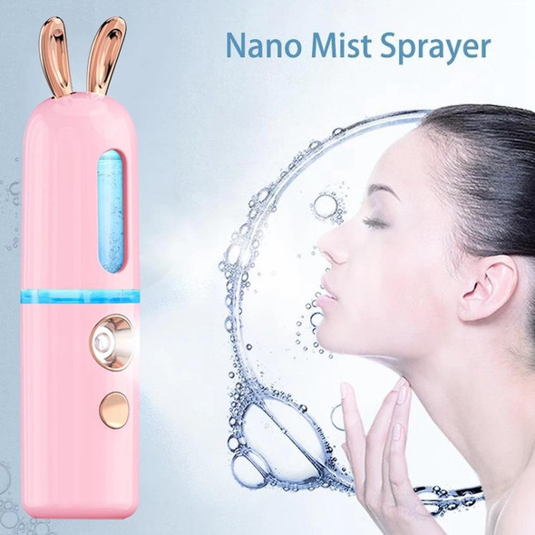 Facial Steamer Nano Spray Water Replenishing Instrument Portable Cold Spray Machine Charging Beauty Instrument Automatic Alcohol Sprayer, Style:Cute Deer(Pink)