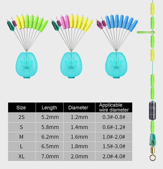 50pcs Drum Type Space Bean Fishing Gear Supplies for Fishing Rods, Size: L(7+2 Blue)