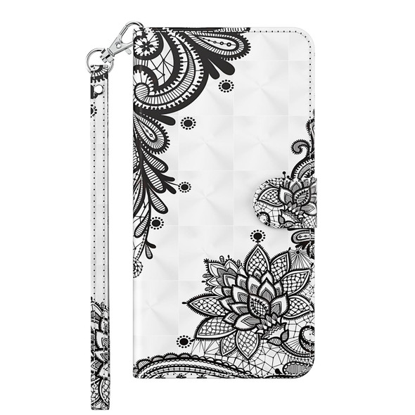 For Samsung Galaxy A34 5G 3D Painting Pattern TPU + PU Leatherette Phone Case(Diagonal Black Flower)