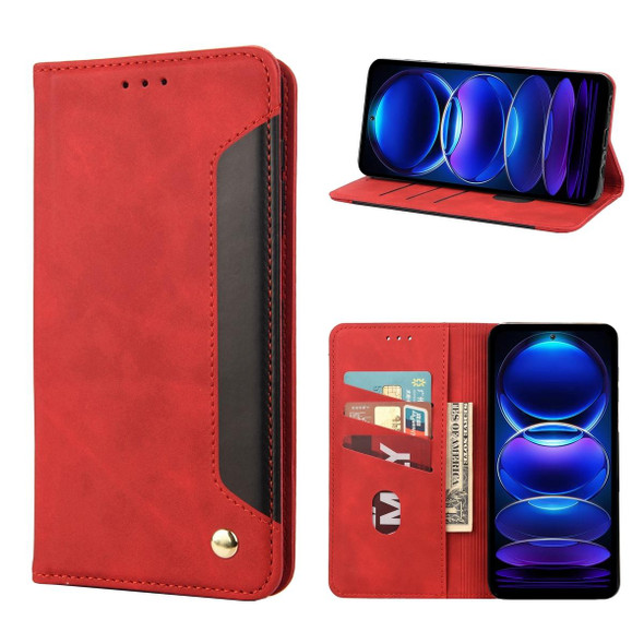 For Xiaomi Redmi Note 12 5G Global / Poco X5 5G Skin Feel Splicing Leather Phone Case(Red)