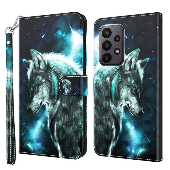 For Samsung Galaxy A24 3D Painting Pattern TPU + PU Leatherette Phone Case(Wolf)