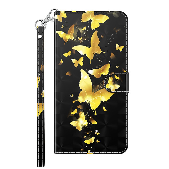 For Samsung Galaxy A24 3D Painting Pattern TPU + PU Leatherette Phone Case(Gold Butterfly)