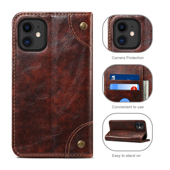 Baroque Simple Horizontal Flip Leatherette Case with Holder & Card Slots & Wallet - iPhone 12 Pro Max(Dark Brown)