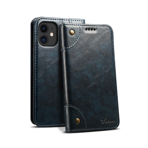 Baroque Simple Horizontal Flip Leatherette Case with Holder & Card Slots & Wallet - iPhone 12 / 12 Pro(Blue)