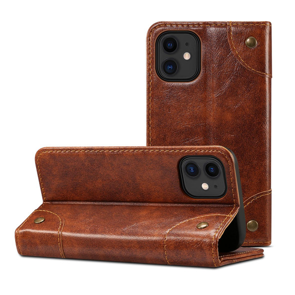 Baroque Simple Horizontal Flip Leatherette Case with Holder & Card Slots & Wallet - iPhone 12 / 12 Pro(Light Brown)