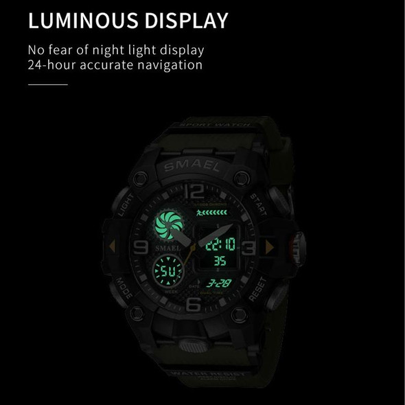 SMAEL 8055 Large Dial Sports Outdoor Waterproof Luminous Multifunctional Electronic Watch(Black Blue)