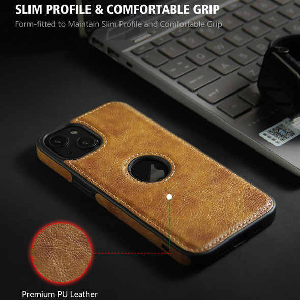 For iPhone 13 Pro Max Leatherette Texture Stitching Phone Case(Brown)