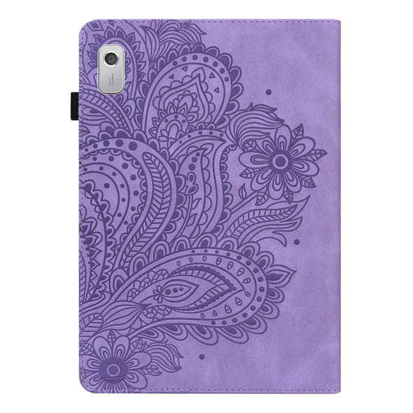 For Lenovo Tab M9 Peacock Embossed Pattern Leatherette Tablet Case(Purple)