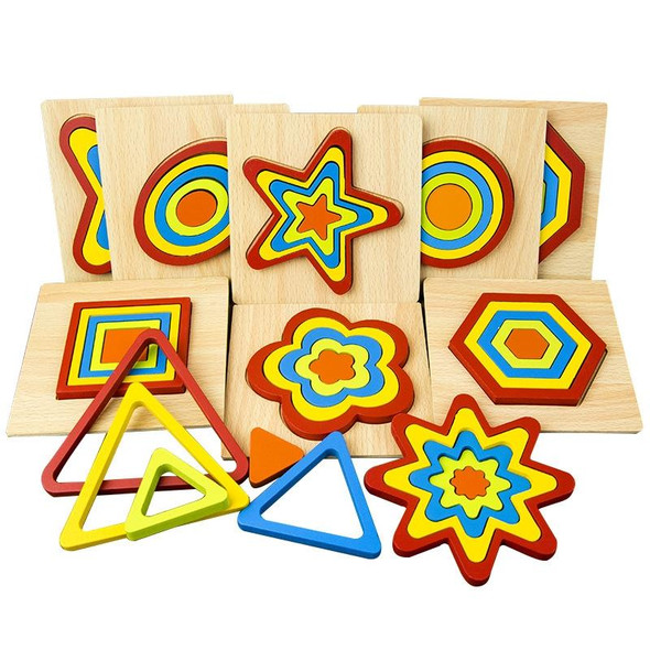 DIY Creative 3D Wooden Puzzle Geometry Shape Puzzle Children Educational Toys(Gear Shape)