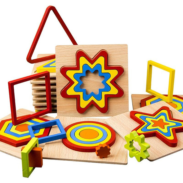 DIY Creative 3D Wooden Puzzle Geometry Shape Puzzle Children Educational Toys(Flower)