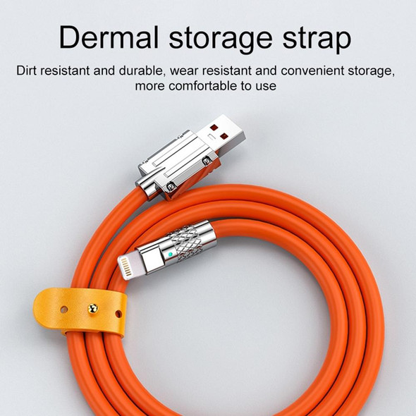 Mech Series 6A 120W USB to 8 Pin Metal Plug Silicone Fast Charging Data Cable, Length: 1.2m(Orange)