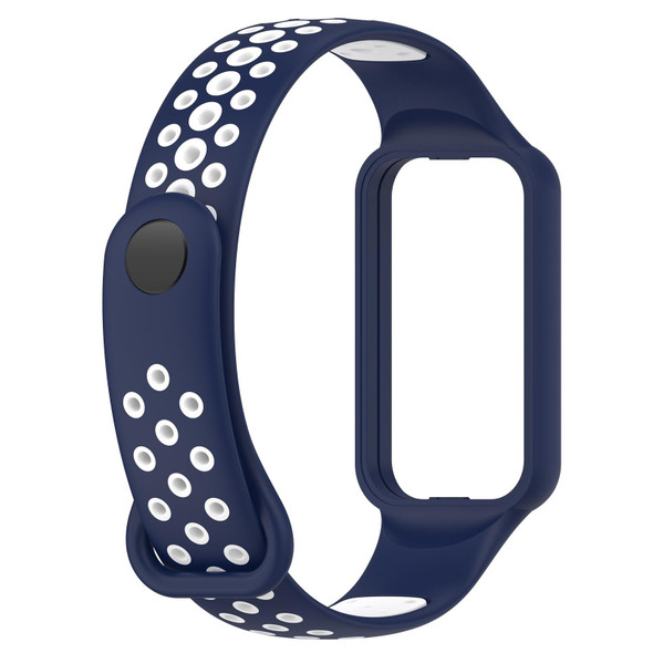 For Redmi Band 2 Loop Two-Color Breathable Silicone Watch Band(Blue+White)