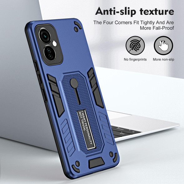 For Tecno Camon 19 / 19 Pro Variety Brave Armor Finger Loop Holder Phone Case(Blue)