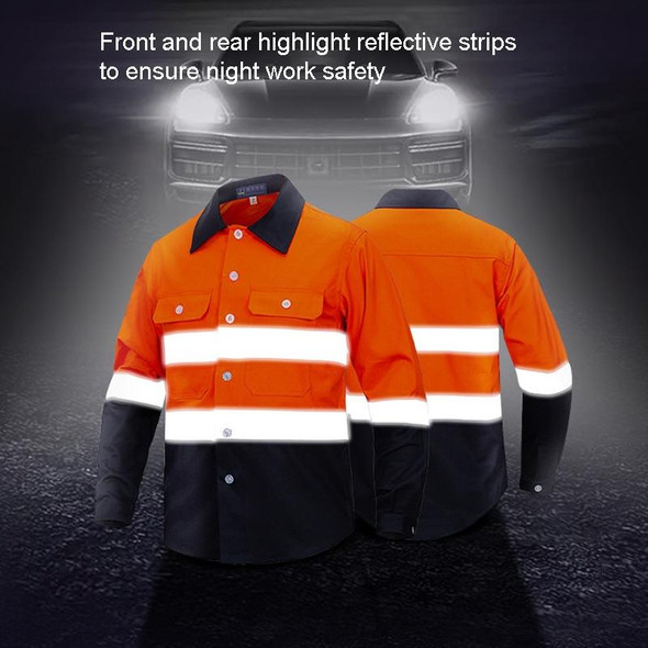 Pure Cotton Long-sleeved Reflective Clothes Overalls Work Clothes, Size: L(Double Reflector Pants)