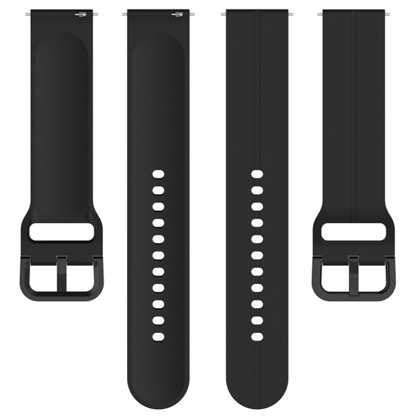 20mm Universal Flat Head Groove Silicone Watch Band(Black)