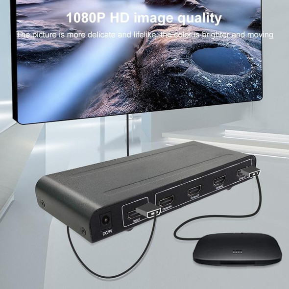 1080P 1x4 HDMI Splitter, 1.4 Version, EU Plug(Black)