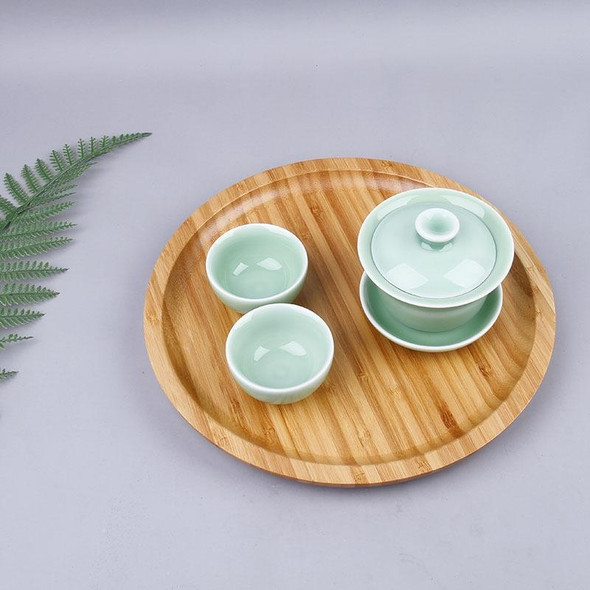 Household Creative Simple Round Bamboo Tea Tray Mini Tea Table, Diameter: 25cm