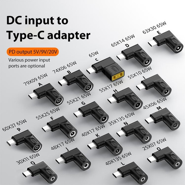 7.9x0.9mm 65W DC Input to USB-C / Type-C PD Power Adapter