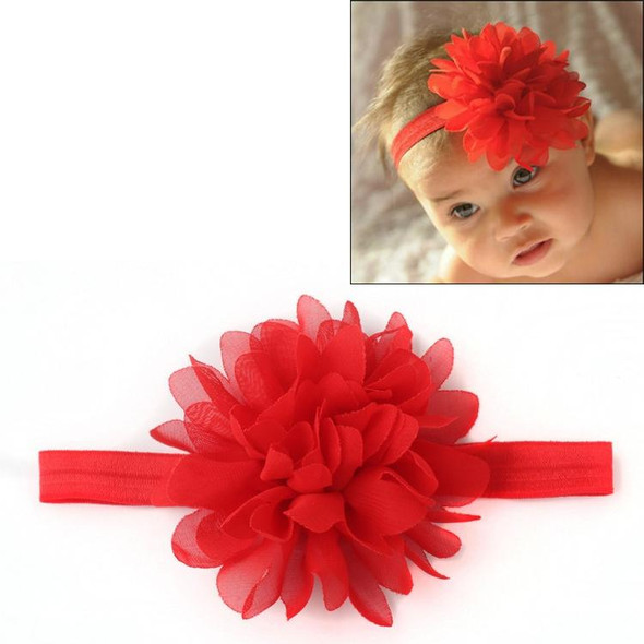 Baby Girl Elastic Hairband Children Hair Wear Flower Headband(Red)