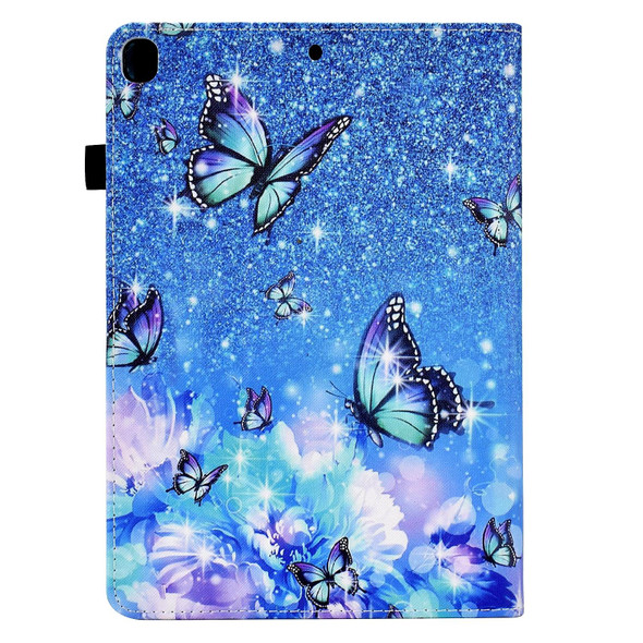 Colored Drawing Stitching Elastic Band Leatherette Smart Tablet Case For iPad 10.2 2020 / 2019 / 10.5 2019(Butterfly)