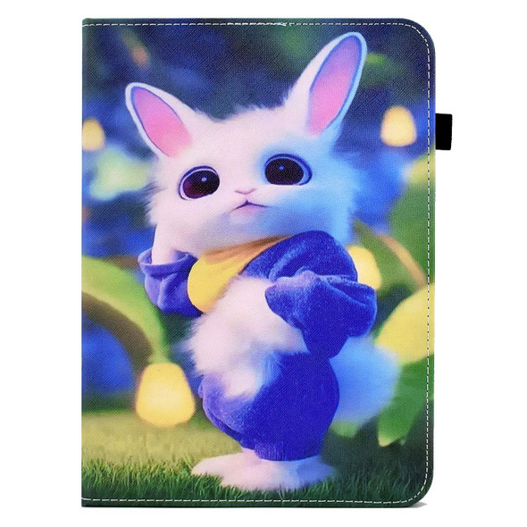 Colored Drawing Stitching Elastic Band Leatherette Smart Tablet Case For iPad mini 6(Cute Rabbit)