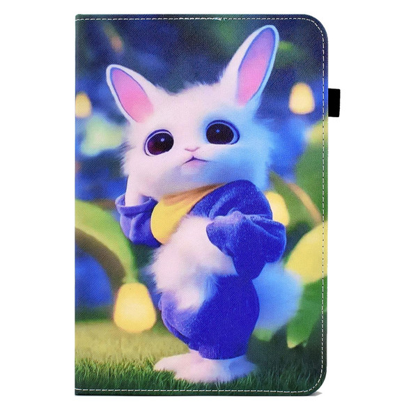 For Samsung Galaxy Tab A8 10.5 X200 / X205 Colored Drawing Stitching Elastic Band Leatherette Smart Tablet Case(Cute Rabbit)