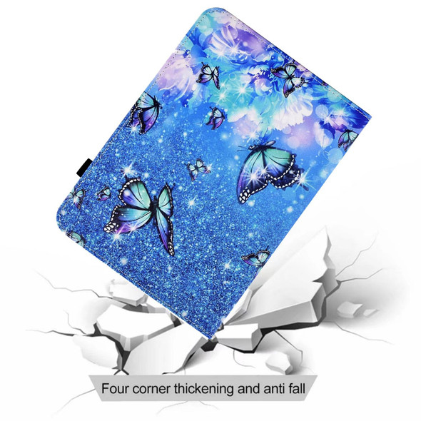 For Samsung Galaxy Tab S7 / S8 Colored Drawing Stitching Elastic Band Leatherette Smart Tablet Case(Butterfly)