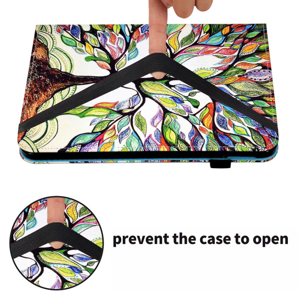 Colored Drawing Stitching Elastic Band Leatherette Smart Tablet Case For iPad 10th Gen 10.9 2022(Life Tree)