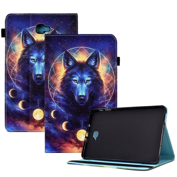 For Samsung Galaxy Tab A 10.1 2016 T580 Colored Drawing Stitching Elastic Band Leatherette Smart Tablet Case(Space Wolf)