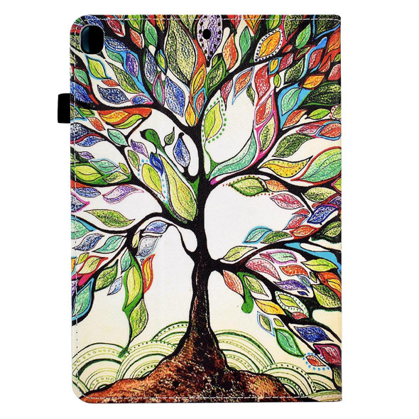 Colored Drawing Stitching Elastic Band Leatherette Smart Tablet Case For iPad 10.2 2020 / 2019 / 10.5 2019(Life Tree)