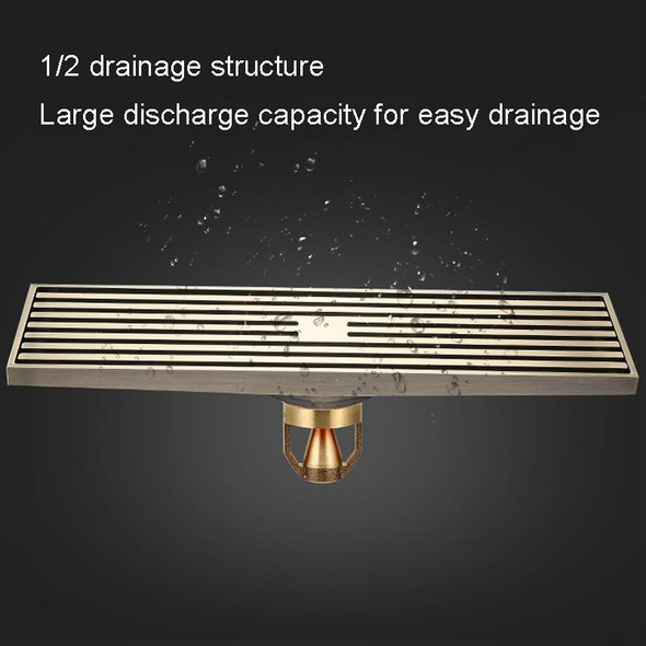 8x30cm Extended Full Copper Strip Floor Drain, Style: K8034 Chrome Plated+5.5 Deep Water Seal