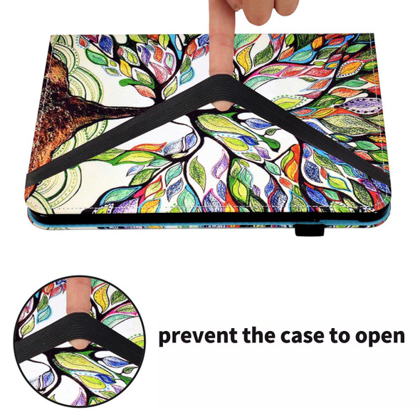 For Amazon Kindle Paperwhite 5 Colored Drawing Stitching Elastic Band Leatherette Smart Tablet Case(Life Tree)