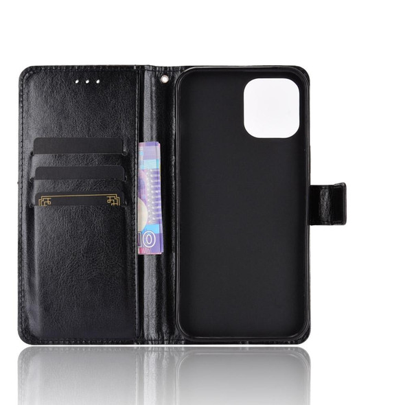 Crazy Horse Texture Horizontal Flip Leatherette Case with Holder & Card Slots & Wallet & Lanyard for iPhone 12 Pro Max(Black)