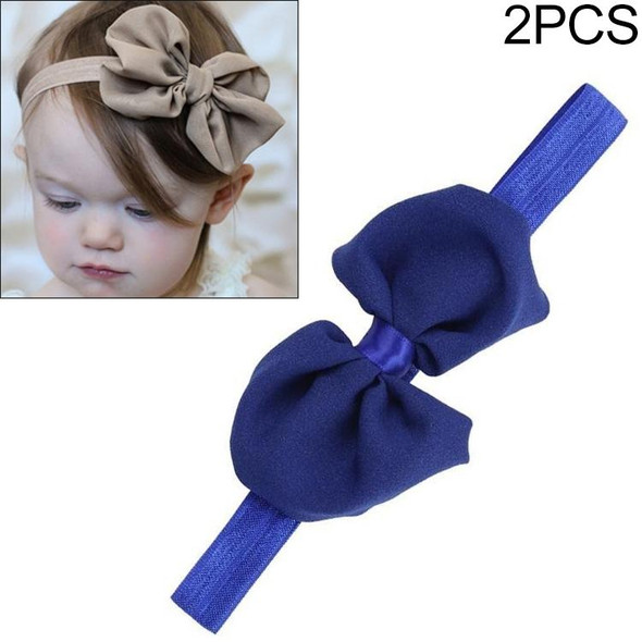 2 PCS Baby Headband Ribbon Chiffon Bow Children Hair Band Headwear(Blue)