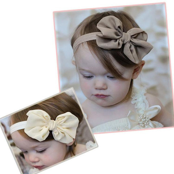 2 PCS Baby Headband Ribbon Chiffon Bow Children Hair Band Headwear(Brown)